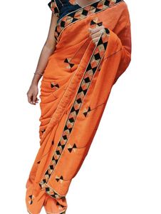🧡Orange Attractive Saree 🔥