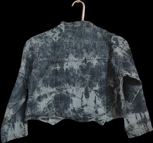 Acid Wash Cropped Denim Jacket