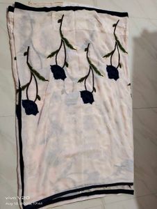 Elegant Floral Embroidered Saree