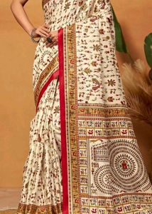 Block Print Ikat Saree 🩷