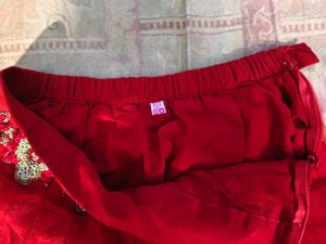 Zari Embroidery Deep Red Ethnic Skirt
