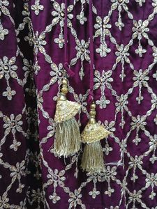Elegant Vine Colour And Gold Embroidered Dress