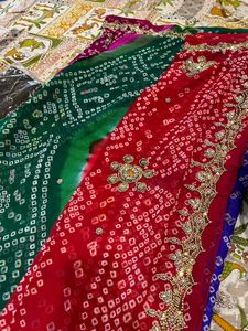 Multicolour Saree With Havy Moti Work