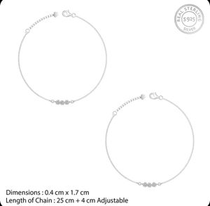 Silver Triple Flora Anklet(1 piece)