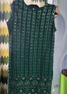 Green Embellished Sharara Suit [FREE SIZE]