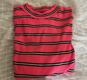 Pink Striped Long Sleeve Top