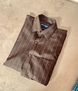 UNISEX Striped Brown Shirt