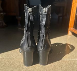 Zara Leather Woven Ankle Boots