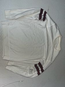 White  Unisex Sweatshirt With Brown Strips