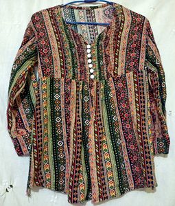 Boho Print Button-Down Tunic