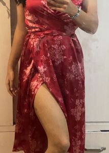Dressberry Red Floral Slit Dress