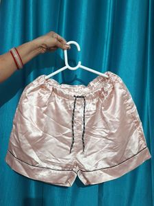 Pink Satin Pajama Shorts