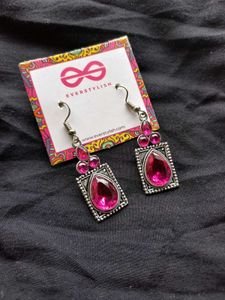 Hot Pink Stone Earrings