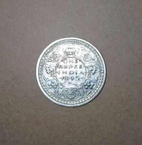 Year 1945 1 Rupee Silver Coin