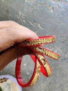 Set of Red &amp; Gold Bangles