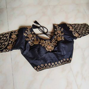 Exquisite Black Embroidered Blouse for Sarees