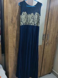 stylish blue net wedding gown