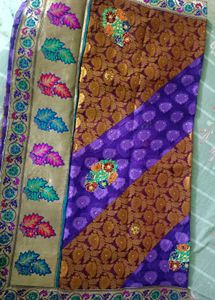 Elegant Purple &amp; Gold Saree