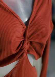 Brown Ribbed Dress