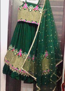 Green Embroidered Lehenga Choli with Dupatta
