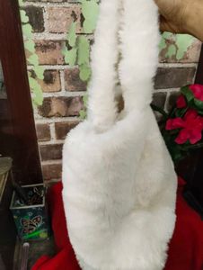 Fluffy White Handbag Spacious Unused