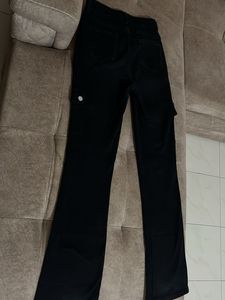 Black Cargo Flared Jeans