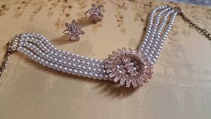 Pearl &amp; Rhinestone Necklace &amp; Earring Set