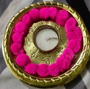 Puja Candle Decoration Plate