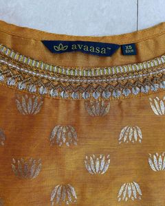 AVAASA Set - Woven Flared Mustard Kurta wit