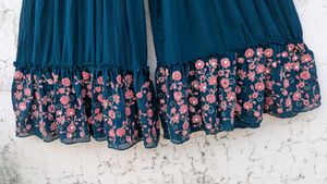 🌸 Elegant Teal Embroidered Sharara Set 🌸