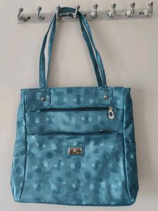 Teal Tote Bag with 6 zipper compartments