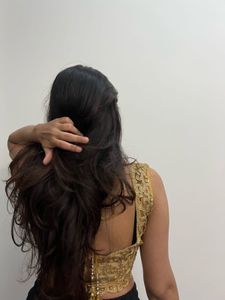 Antique Gold Blouse With Transparent Open Back