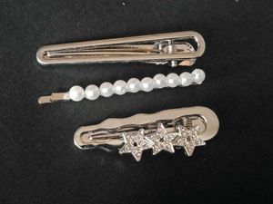 Hair Clip Set - Silver &amp; Pearl Combo Of 2.
