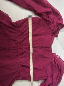 Burgundy Swiss Dot Long Sleeve Top