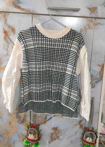 Checkered Knit Sweater