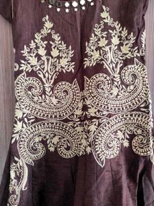 Brown Embroidered Gown Hourglass Effect