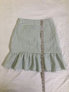 Gingham Ruffle Mini Skirt Waist 24