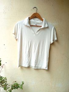 White Polo Crop Top (Women)