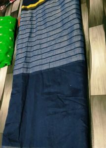 A Wonderful Grey &amp; Navy Blue Coloured Saree