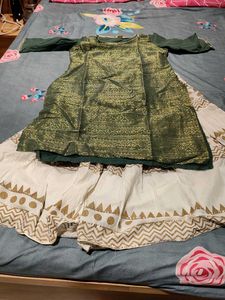 White &amp; Gold Print Garara Pants