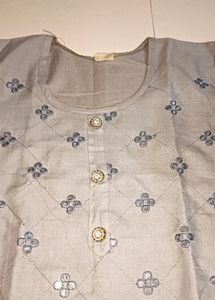 Grey kurti With Mirror Work