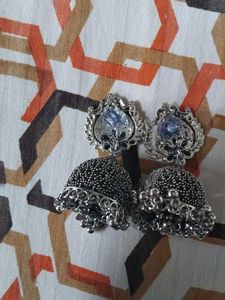 Silver Jhumka Earrings