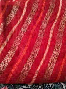 Like New Cotton  Blend  Saree With  Blouse Piece