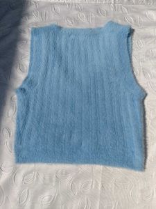 Blue Fuzzy Knit Vest
