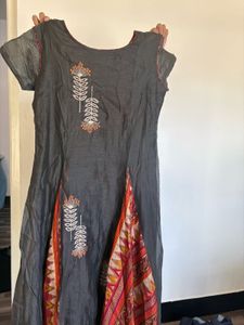 Raw Silk Ethnic Gown