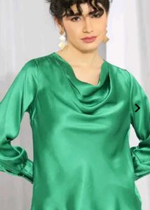 Emerald Green Satin Blouse
