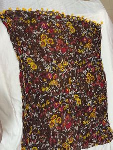 Brown floral dupatta