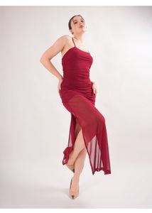 Sexy Marhoon Side Slit Dress