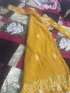 Yellow Chikankari Kurti