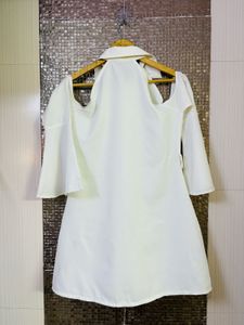 White Cutout Shirt Dress